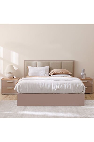 Danube Home Cardano 180x200 King Bed with Hydraulic Storage - Champagne Finish, 2-Year Warranty, Engineered Wood