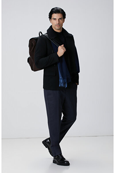 Network Lacivert Yün Karışımlı Kemerli Pantolon