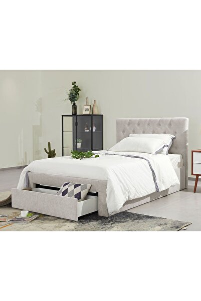 Danube Home Bacia 120x200 Teen Bed with Drawer - Light Grey - Stylish Kids Furniture - 2-Year Warranty