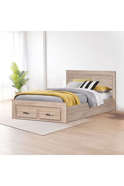 Danube Home سرير فردي من خشب البلوط العتيق بوليفار، مقاس 120×200، للأطفال مع درجين أماميين - ضمان لمدة عامين