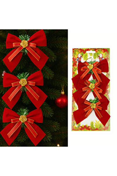 Issa Ornamente de Crăciun pentru brad, 3 buc., funde, 10x10 cm