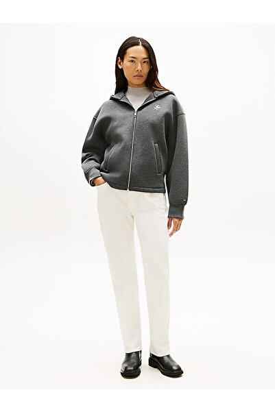 Tommy Hilfiger Logo Embroidery Zip-Thru Hoodie