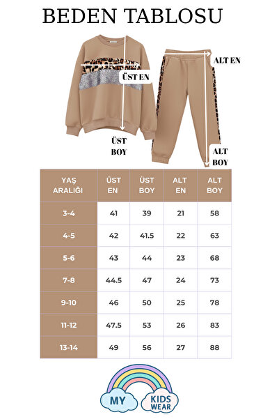 My Kids Wear Girl's Leopard Stripe Tracksuit Set 3-14 Years 12272