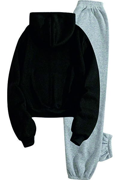 HOFFNUNG Casual Hooded Top and Sweatpants Set - Solid Color Milano Full Zip