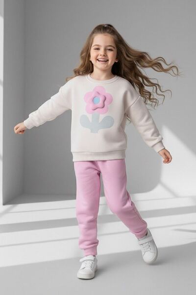 Minigimin Cicileri My Little One's Textured Daisy Patterned Girl's Winter Set...