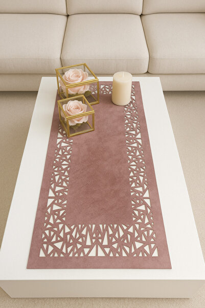 Ergüven Home Рожевий геометричний трикутний візерунок, замшева тканина, скате...