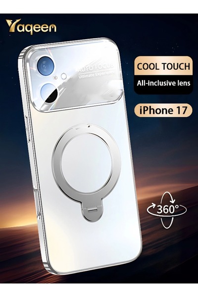 yaqeen iPhone 17 Case 360° Rotating Magnetic Stand Protective Cover， Full Coverage Camera Protection