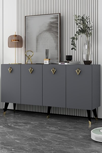 DEMONTE DECOR 8209-32DD KB150 KONSOL, TV ÜNİTESİ ANTRASİT-ALTIN