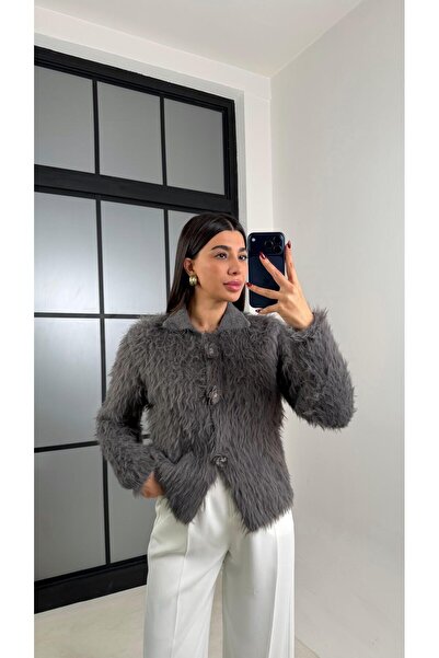 Gaus سترة تريكو مزخرفة بأزرار على شكل زهرة أنثراسايت GAUS-00709