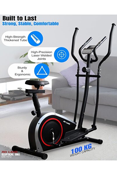 SKY LAND 2-in-1 Elliptical Bike EM-1572, Magnetic Cross Trainer, FitShow App, Quiet Home Cardio