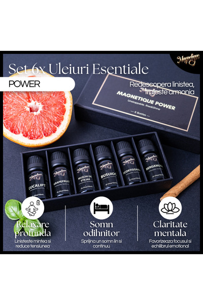 Magnetique Set of 6 Essential Oils, Power, Essence of energy and inner strength, 6x10ml