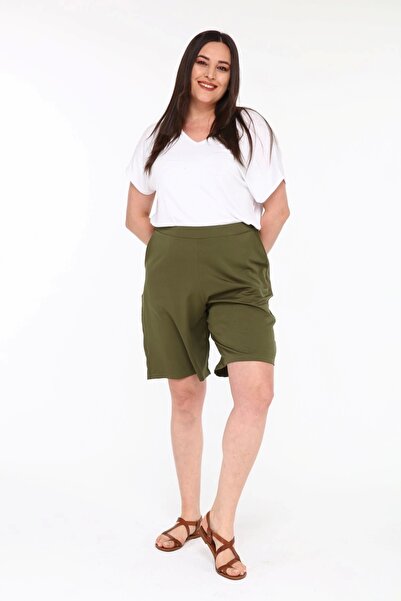 Piano Luce Women's Plus Size Shorts Khaki