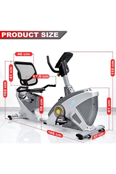 SKY LAND Recumbent Bike EM-1543, 8-Level Magnetic Resistance, App, Digital Display, Adjustable
