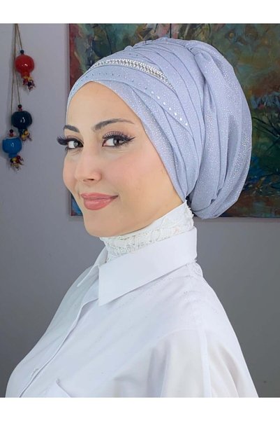 BUTİKAMBAR شال بون مزين بتفاصيل مخططة