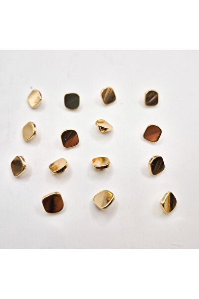 DEFİDA AKSESUAR Gold Bluz Gömlek Düğmesi Kare Model 16 Boy (9 MM) 15 Adet