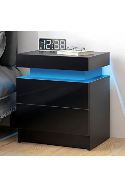 POWER Nordic style LED bedside table, modern smart bedside table with two drawers, with USB port