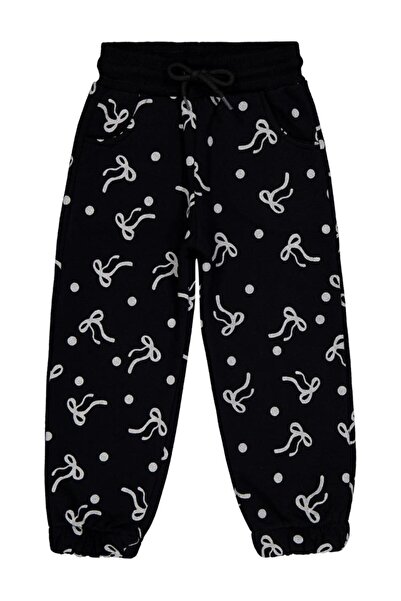 Civil Girls Bow Patterned 2-5 Years Old Sweatpants - Black 3-4 Years Old