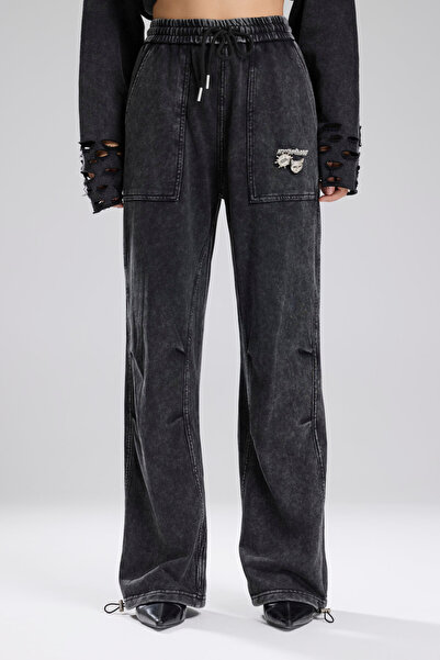 tw3 Pantaloni de damă cu design detaliat cu broșă metalică lavabilă