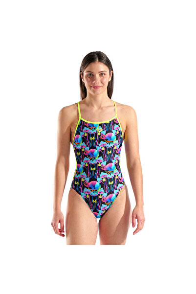 ARENA Multi Chameleons бански костюм с дантелена гръбна част, черен бански ко...