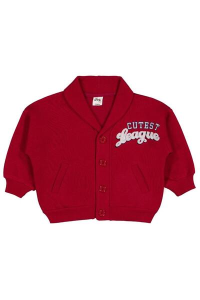 Civil Baby Text Embroidered Cardigan for 6-18 Months - Burgundy 12-18 Months