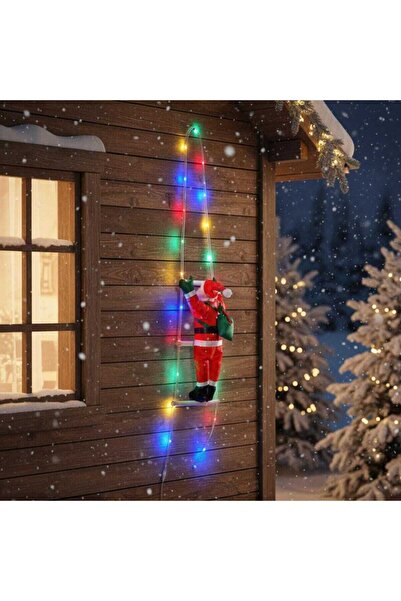 HOFF Decorațiune de exterior cu Moș Crăciun pe scară, Hoff, 20 LED-uri, lumin...