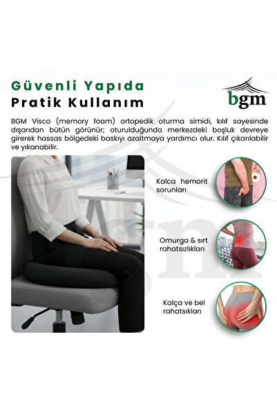 bgm Orthopedic Visco Sitting Cushion (Memory Foam) – Washable Cover, Soft Structure Orthopedic Pillow
