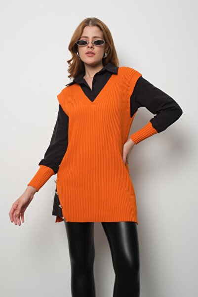 By Özge Ulaş Knitwear Sweater Shirt Combination Double Product