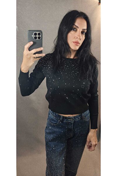 italia Pulover la baza gatului , lejer, cu strasuri discrete