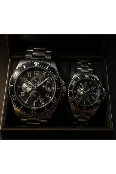 AndraRose Styles Set Ceasuri Premium pentru Cuplu – Steel Black Edition