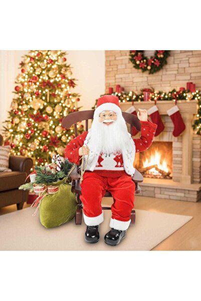 HOFF Figurină balansoar Moș Crăciun, Hoff, 10 LED-uri, lumină caldă, muzicală...