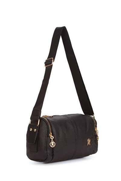 Newish Polo Women's Leather Long Strap Hand and Shoulder Bag – Black