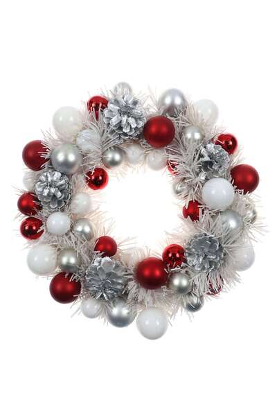 AK Коледен венец, бял + червен + сив, 31 см, 9622073