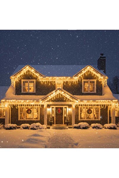 HOFF Plasă luminoasă de Crăciun cu țurțuri, 108+12 LED-uri, alb cald + interm...