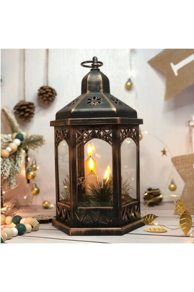 HOFF lantern decoration, 3 LEDs, warm light, H 32 cm, battery powered