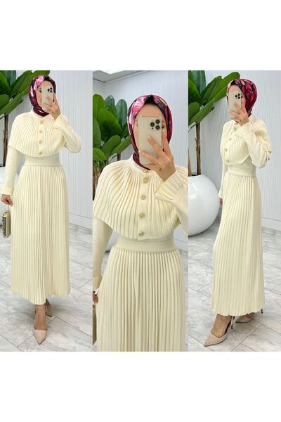 FIRSTESLEM Set superb de rochie și pelerină din tricotaje cu o postură elegan...