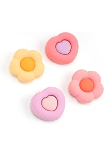 GeekShare Cute Thumb Grip Caps, Compatible with PS4/PS5/Switch Pro Controller, 4 Pcs - Heart & Flowe