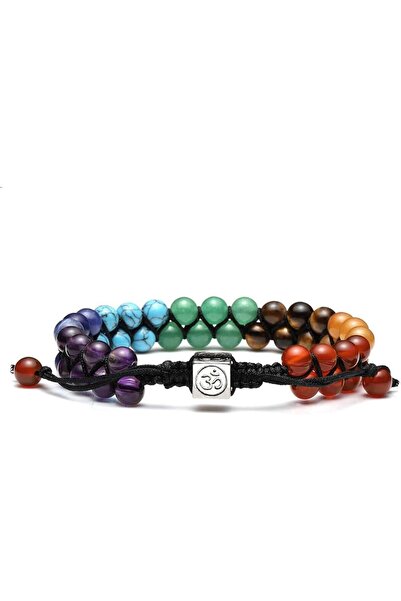 valkyrie 7 Chakra Natural Stone Bracelet Adjustable Braided Design Yoga Energy Balancing Meditation Ta