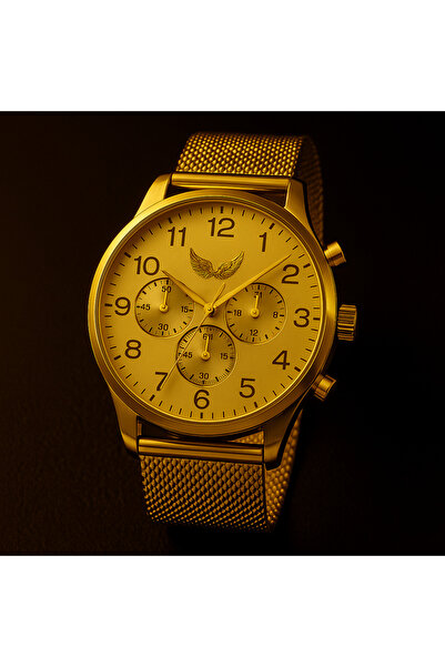 AndraRose Styles Ανδρικό ρολόι Premium - Έκδοση Gold Mesh