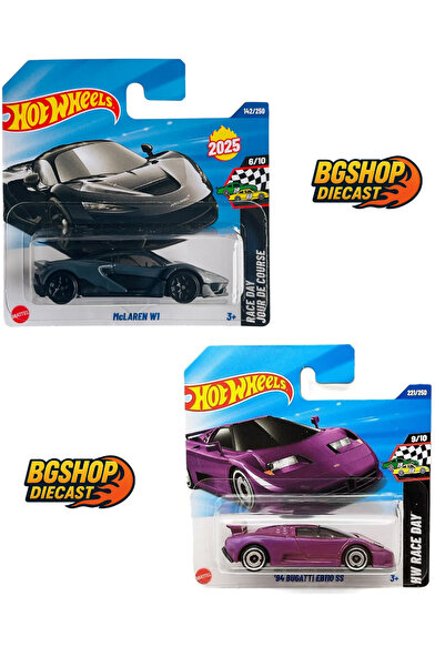 HOT WHEELS 94 Bugatti Eb110 SS - McLaren W1 (Black) - Yeni Case