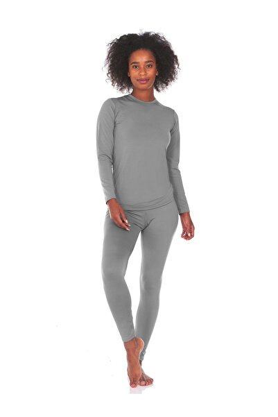 Generic Long Johns Thermal Underwear for Women Fleece Lined Base Layer Pajama Set Cold Weather - Grey, M