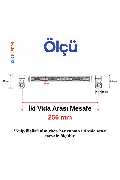 Badem10 Talas Serrated Black Color 256 mm Metal Handle Cover Handle Modern Furniture Drawer Cabinet Handles