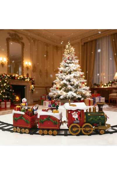 HOFF Decorațiune de Crăciun trenuleț cu circuit, 2 LED-uri, lumină caldă, muz...