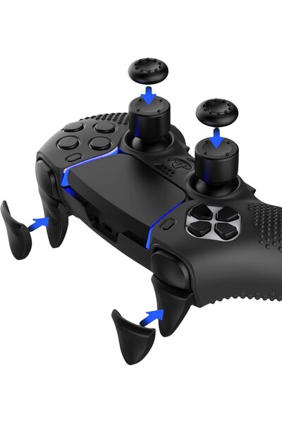 Generic PS5 Controller Skin & Accessory Set for DualSense Edge (Black)