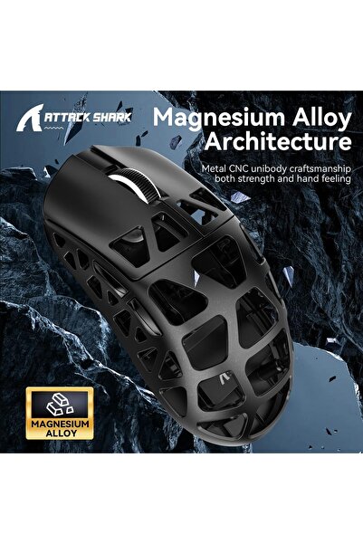 Attack Shark R3 Wireless Gaming Mouse, Tri-mode BT/2.4G/Wired, PAW3395, 26K DPI (Black)