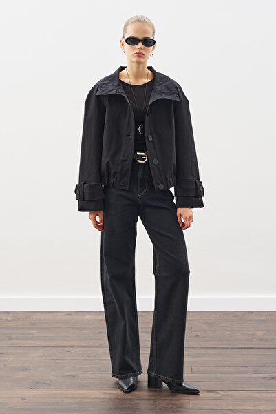 Manuka Trench Style Bomber Jacket Black