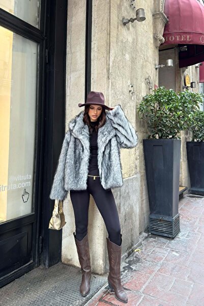 My Loore Women's Fur Gray Coat Mlb098