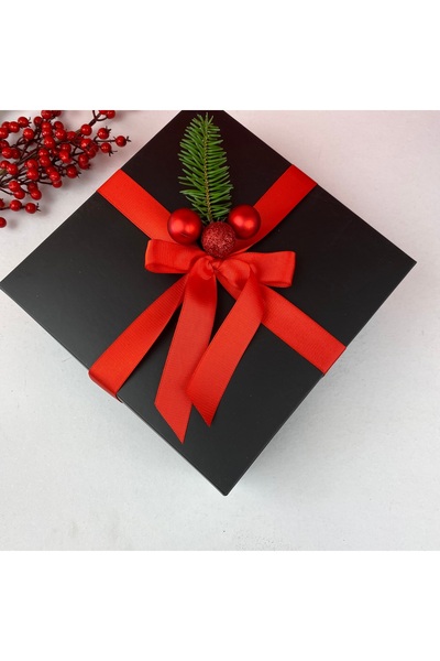 Zeta Collection Yılbaşı Boş Siyah Hediye Kutusu - Normal karton - 25cm x25 cm...