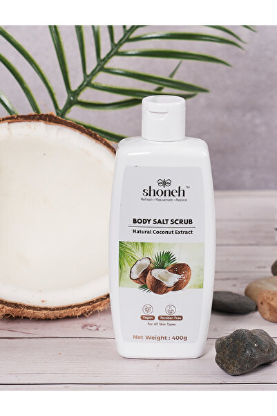 Shoneh مقشر الجسم بملح جوز الهند - كريمي ومغذي | تقشير، ترطيب، إنعاش طبيعي