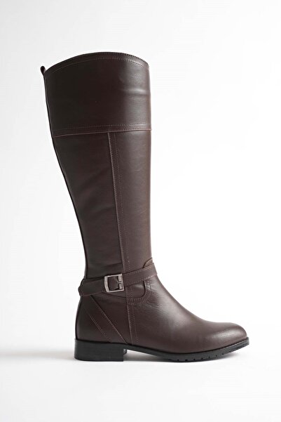 ANALİN SHOES Cizme de călărie cu cataramă din piele naturală pentru femei - maro