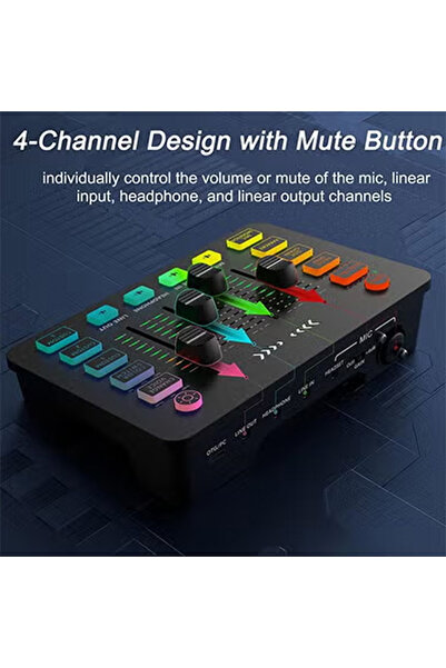 EHOME خلاط صوت للألعاب، خلاط كمبيوتر RGB للبث المباشر مع واجهة للبودكاست والتسجيل والصوت وصوت الألعاب